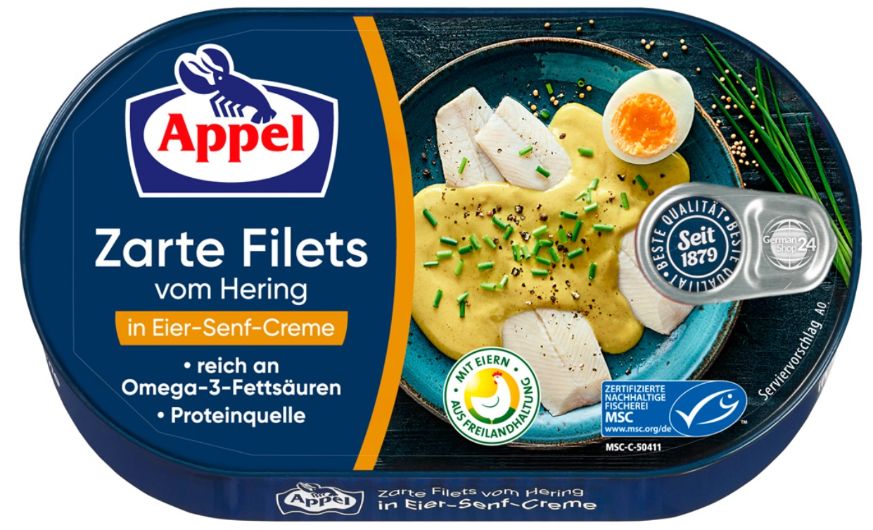 Herring Fillets in Eier-Senf-Creme (Appel) 200g