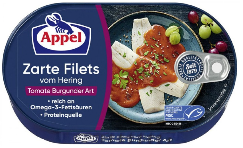 Herring Fillets in Tomate Burgunder Art (Appel) 200g