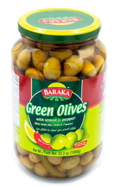 Green Olives with Lemon and Pepper (Baraka) 32.2 oz