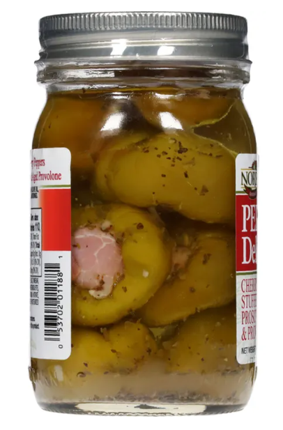 Pepper Delights, Cherry Peppers Stuffed with Prosciutto & Provolone (Norpaco) 14 oz