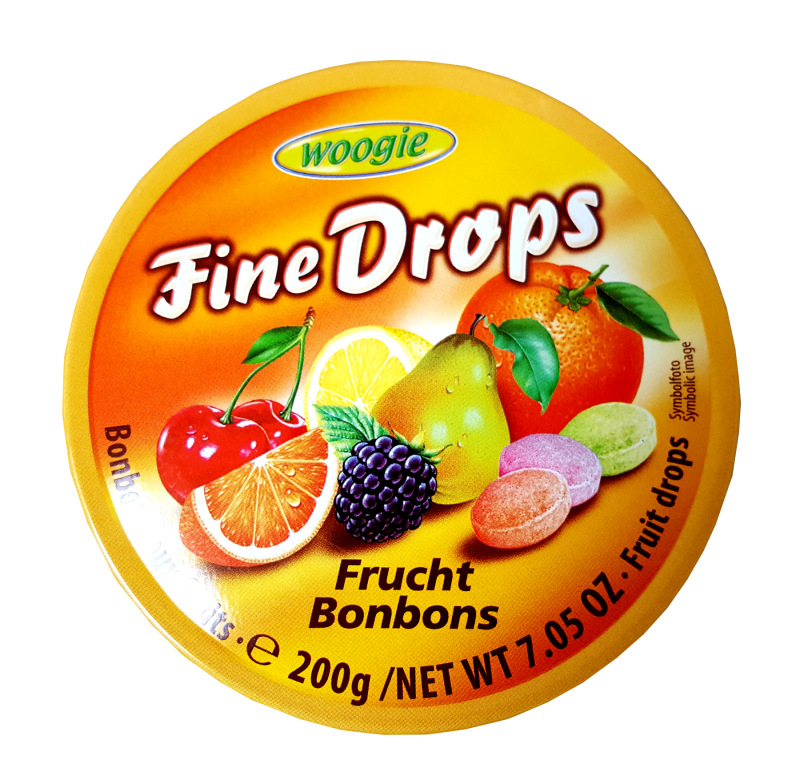 Fine Drops Fruit Mix Candies (Woogie) 200g Tin