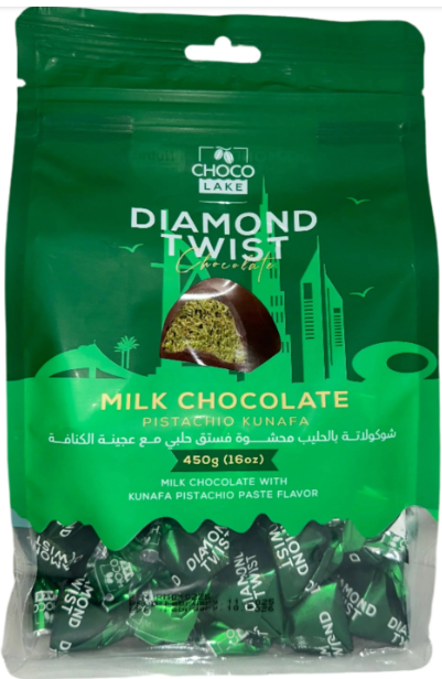 Diamond Twist Milk Chocolate Pistachio Kunafa (Chocolake) 450g