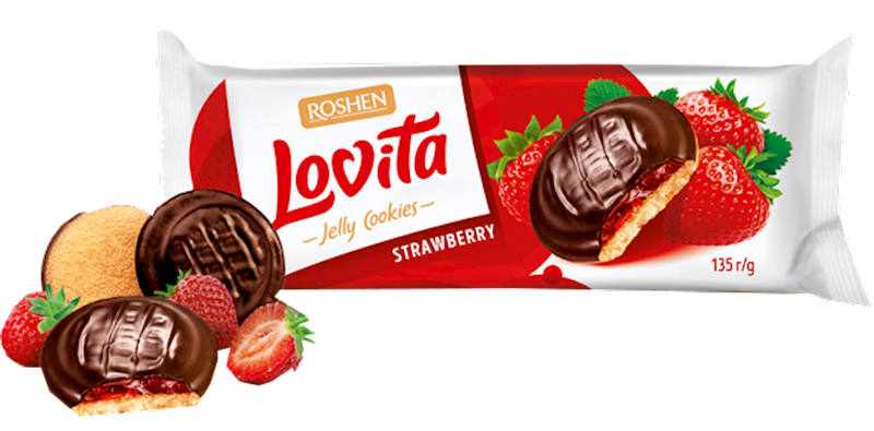 Lovita Strawberry Jelly Cookies (Roshen) 135g