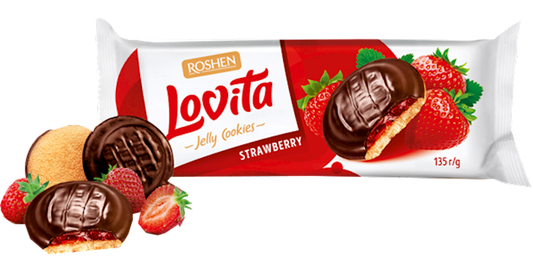 Lovita Strawberry Jelly Cookies (Roshen) 135g