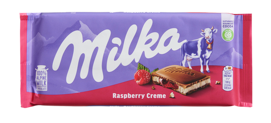 Milka Milk Chocolate - Raspberry Creme, 100g