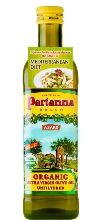 Partanna Organic Extra Virgin Olive Oil, 750 ml (25.5 FL OZ)