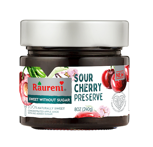 Sour Cherry Preserve (Raureni) - No Sugar Added, 8 oz (240g)