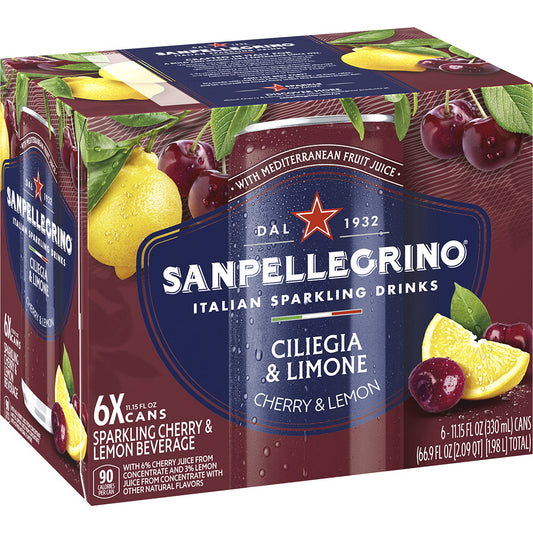 San Pellegrino Cherry & Lemon 6 pack, 11.15 oz CANS