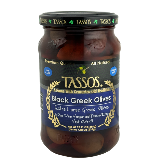 Black Greek Olives (Tassos) 12.9 oz