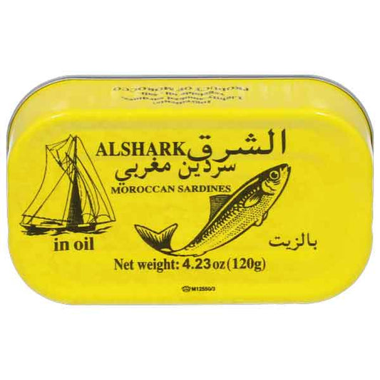 Moroccan Sardines in Oil, Lightly Smoked (ALSHARK) 4.23 oz 120g